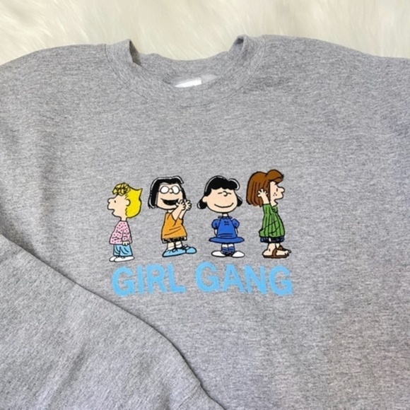 NWT Peanuts x Girl Gang Grey Oversized Sweatshirt Medium - Picture 5 of 6